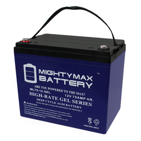 Mighty Max Battery 12V 75AH GEL Battery Replacement for Grape Solar 300W Off Grid Kit ML75-12GEL352